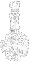 Neo-Assyrian Bronze Horse Trapping with Eagle-Headed God Nisroch and Winged Supernatural Figures